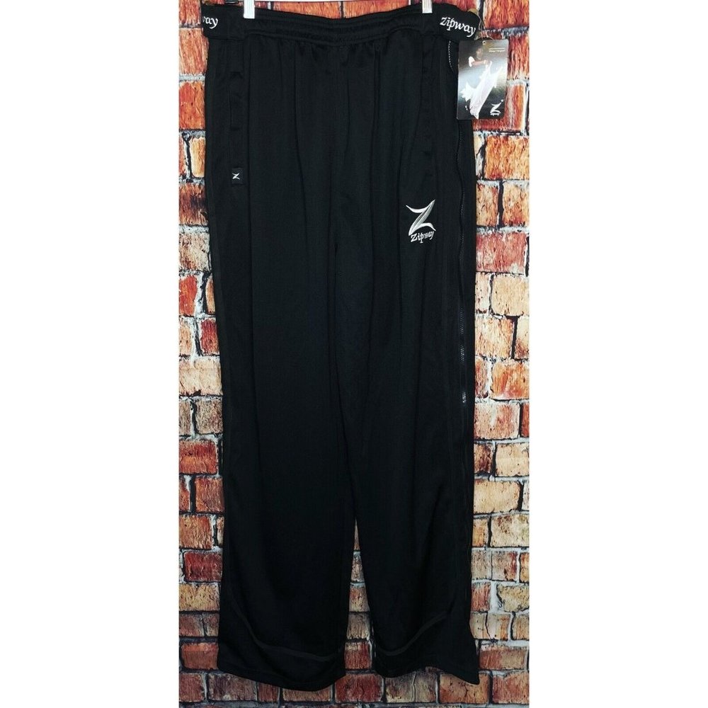 NWT ZIPWAY Tear Away Men’s Solid Black XXL Pants Zip & Hook Loop Active